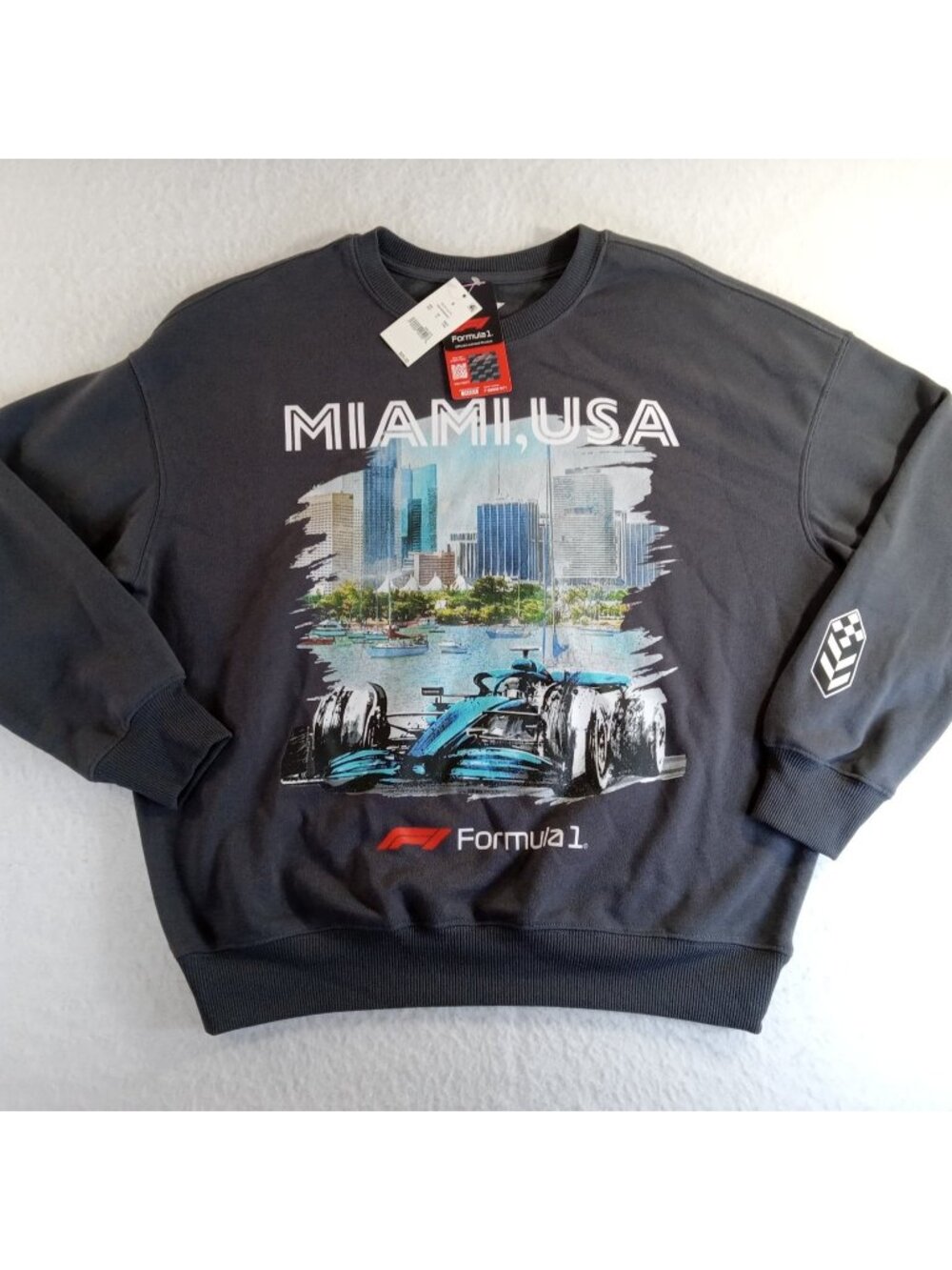 F1 Formula 1 Miami Grand Prix Sweatshirt Men's S Gray Official Licensed SOFT